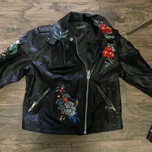 Guess floral leather jacket